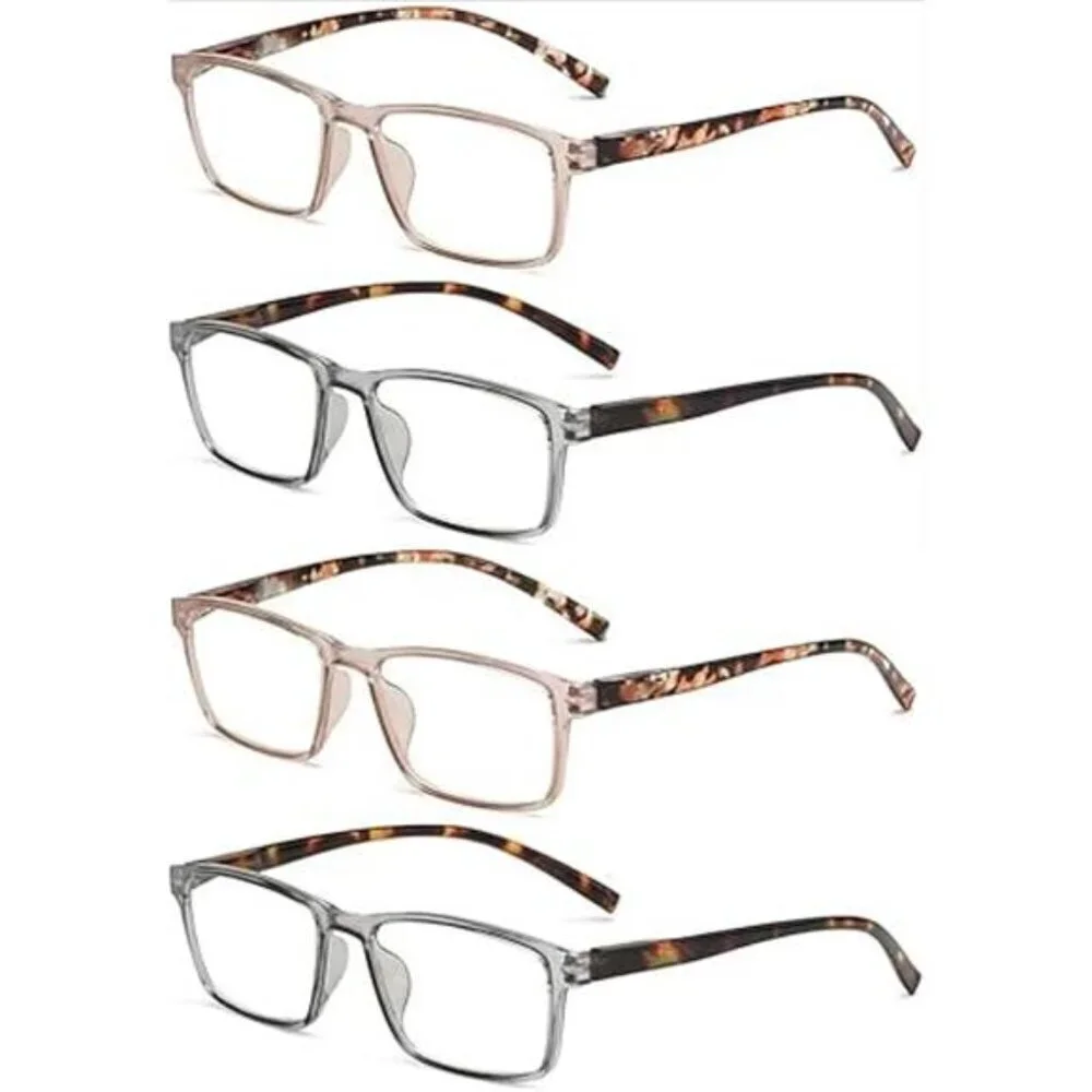 4-Pack 2.0X Stylish Reading Glasses Fashion Frames with Colorful Anti UV/Glare